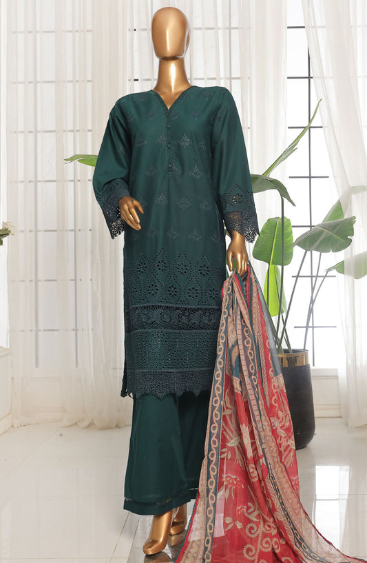 Sadabahar Chikankari Lawn Stitched 3 Piece Suit - D-03 - SBD25CLC - Green - Summer Collection
