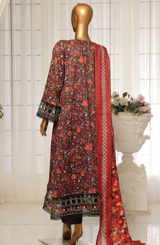 Sadabahar Embroidered Lawn Stitched 3 Piece Suit - D-03 - SBD25FC - Red - Summer Collection
