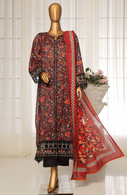Sadabahar Embroidered Lawn Stitched 3 Piece Suit - D-03 - SBD25FC - Red - Summer Collection