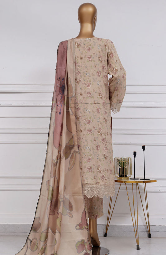 Raya by Sadabahar Embroidered Lawn Stitched 3 Piece Suit - D-03 - SBD25RFCV2 - Beige - Festive Collection