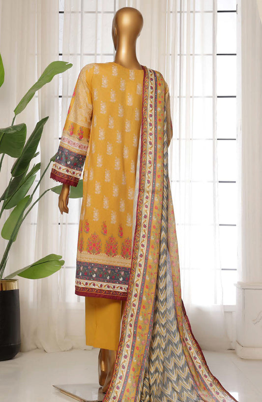Sadabahar Printed Lawn Stitched 3 Piece Suit - D-03 - SDB25PLV3 - Yellow - Summer Collection