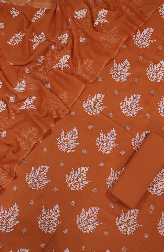 Maria by Amna Khadija Embroidered Lawn Unstitched 3 Piece Suit - D-04 - AM25MREL - Orange - Summer Collection