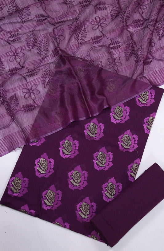 Saanjh by Amna Khadija Embroidered Lawn Unstitched 3 Piece Suit - D-04 - AM25SAAEL - Purple - Summer Collection