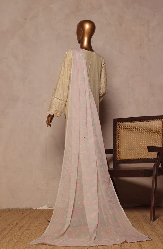 Bin Saeed Embroidered Lawn Stitched 3 Piece Suit - D-04 - BS25LPLV4 - Beige - Summer Collection