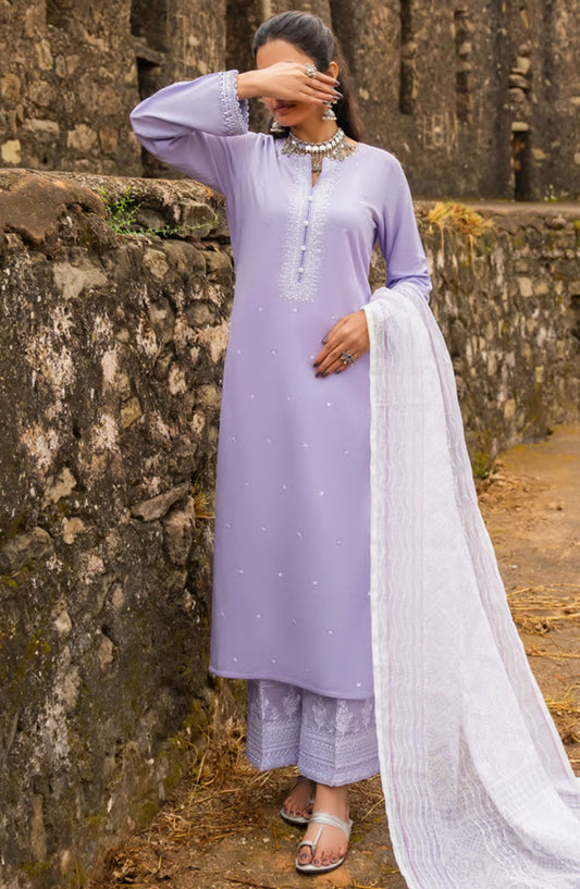 Casual Lite Embroidered Lawn Stitched 3 Piece Suit - D-04 - CL25ITS - Purple - Summer Collection