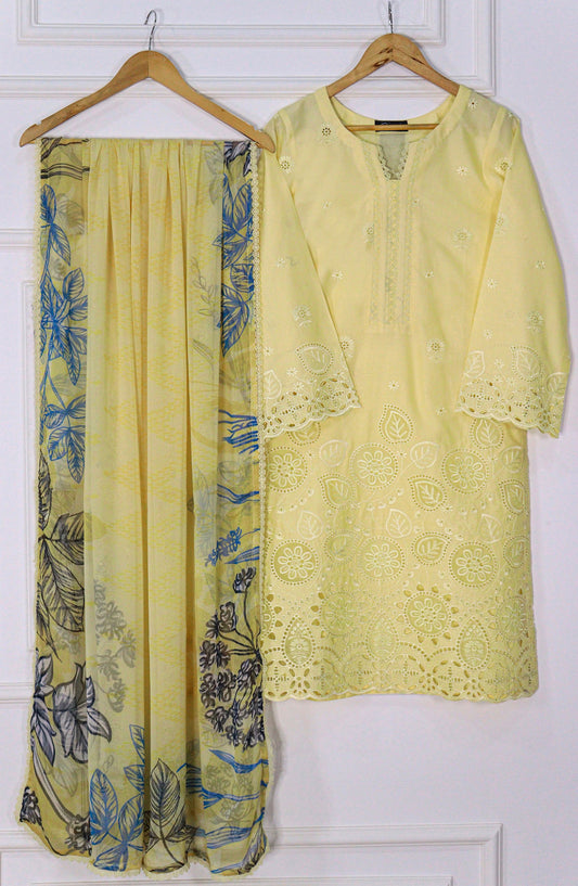Emerge Embroidered Lawn Stitched 3 Piece Suit - D-04 - EM25CL3 - Yellow - Summer Collection