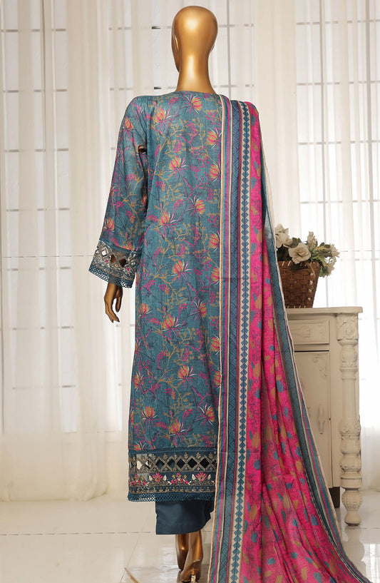 Sadabahar Embroidered Lawn Stitched 3 Piece Suit - D-04 - SBD25FC - Blue - Summer Collection