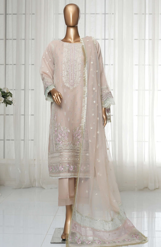 Sadabahar Embroidered Organza Stitched 3 Piece Suit - D-04 - SBD25MP14 - Peach - Festive Collection