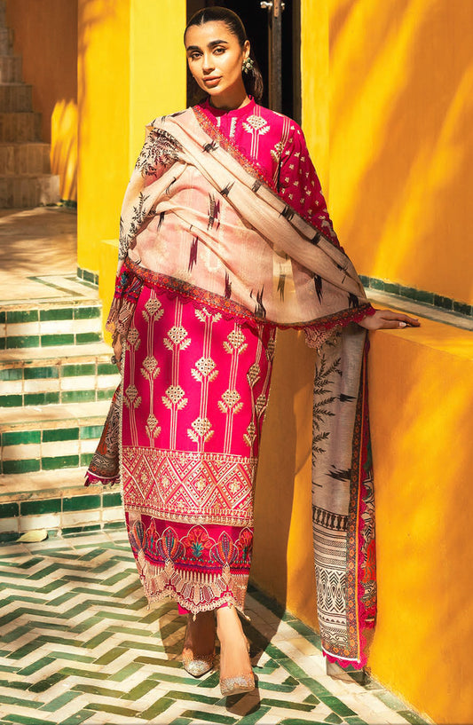 Zainab Chottani Chikankari Lawn Unstitched 3 Piece Suit - D-04B Aanya - ZBC25CL - Pink - Summer Collection