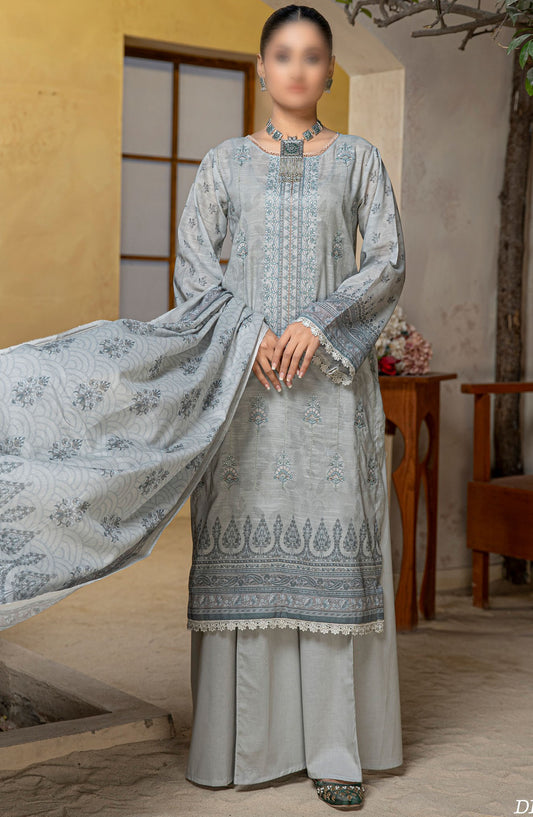 Tabeer by Al Karim Embroidered Lawn Unstitched 3 Piece Suit - D-05 - ALK25TFL - Grey - Summer Collection