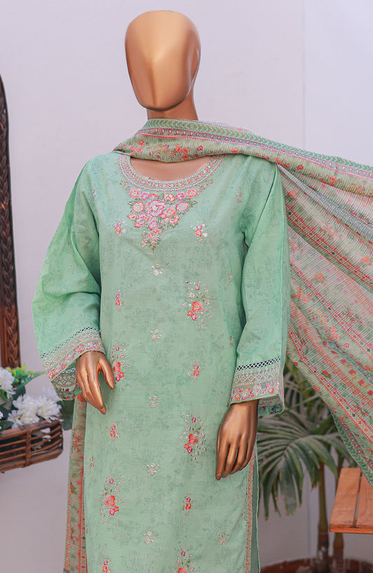 Bin Saeed Self Stripe Stitched 3 Piece Suit - D-05 - BS25EKCR - Green - Summer Collection