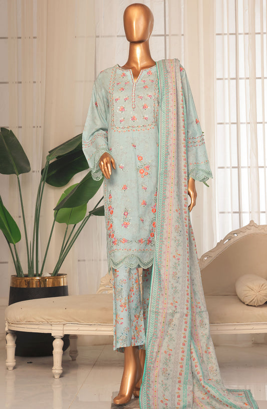 Bin Saeed Embroidered Stitched 3 Piece Suit - D-05 - BS25EKK - Blue - Summer Collection