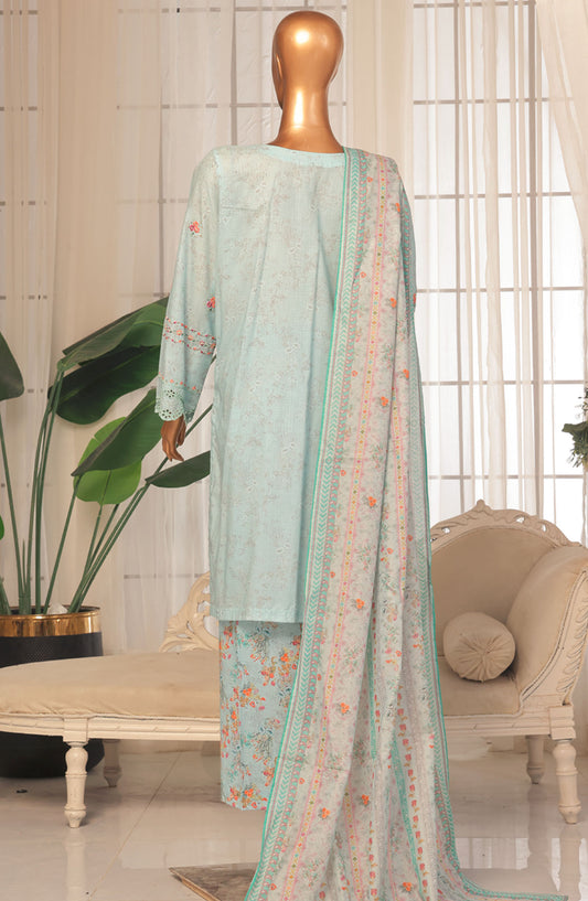 Bin Saeed Embroidered Stitched 3 Piece Suit - D-05 - BS25EKK - Blue - Summer Collection