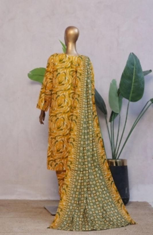 Bin Saeed Printed Lawn Stitched 3 Piece Suit - D-05 - BS25EPLV7 - Yellow - Summer Collection