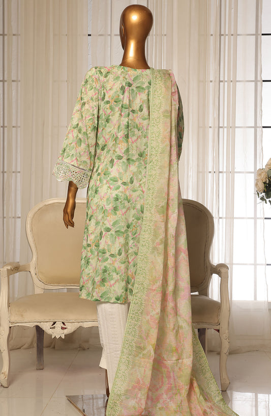 Bin Saeed Chikankari Stitched 3 Piece Suit - D-05 - BS25WNWC - Green - Summer Collection