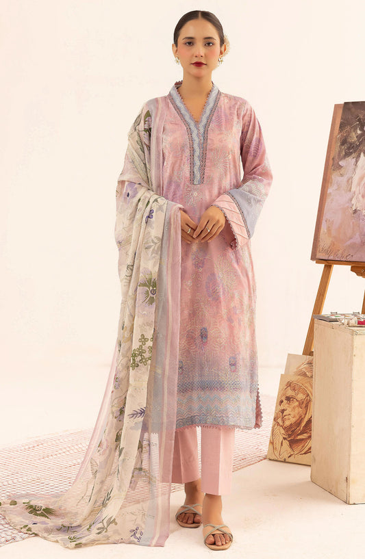 Minha Mahees by Riaz Arts Chikankari Lawn Unstitched 3 Piece Suit - D-05 - RA25MMC - Pink - Summer Collection