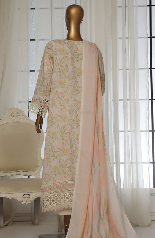 Sadabahar Embroidered Lawn Stitched 3 Piece Suit - D-05 - SBD25FCV2 - Peach - Summer Collection