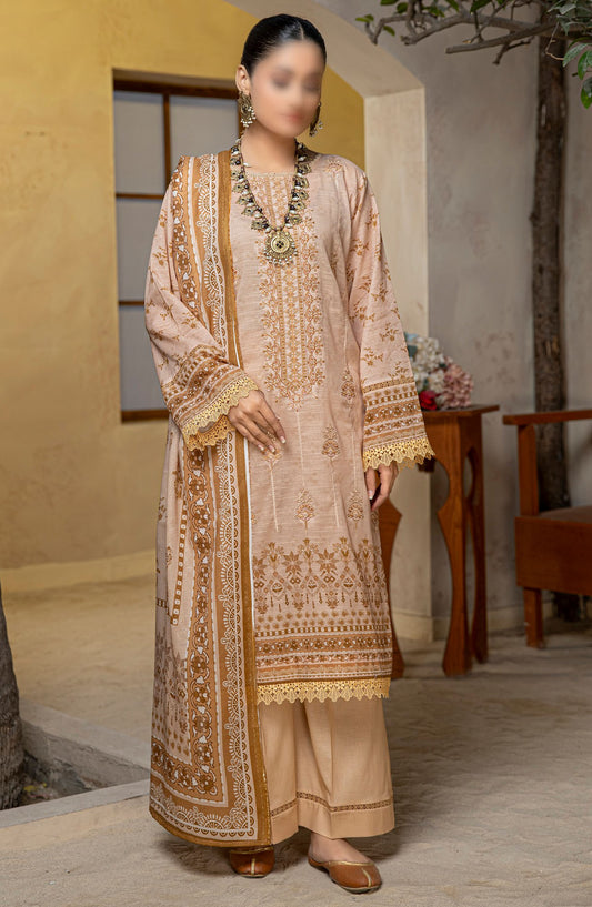 Tabeer by Al Karim Embroidered Lawn Unstitched 3 Piece Suit - D-06 - ALK25TFL - Beige - Summer Collection