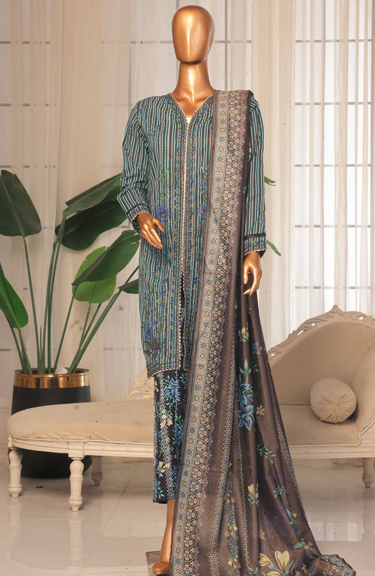 Bin Saeed Embroidered Stitched 3 Piece Suit - D-06 - BS25EKK - Blue - Summer Collection