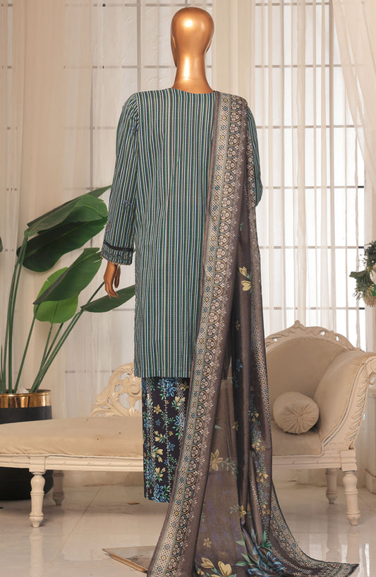 Bin Saeed Embroidered Stitched 3 Piece Suit - D-06 - BS25EKK - Blue - Summer Collection