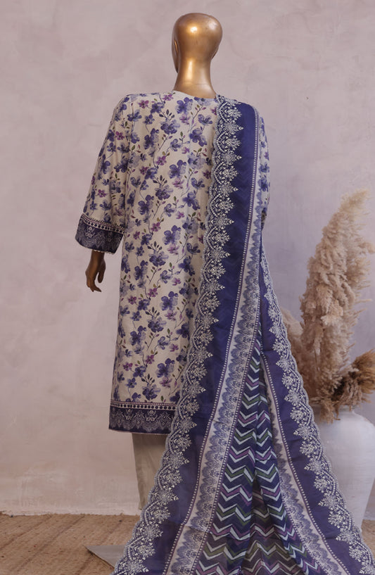 Bin Saeed Embroidered Lawn Stitched 3 Piece Suit - D-06 - BS25LELC - Grey - Summer Collection