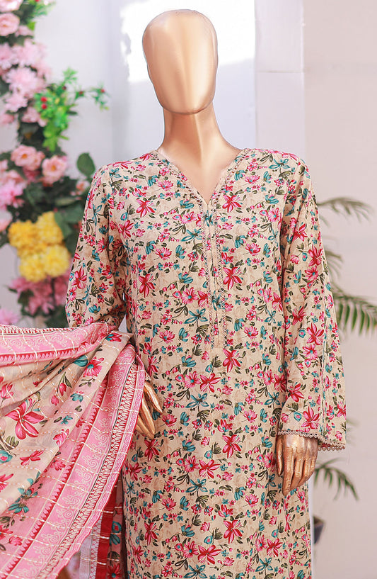 Bin Saeed Printed Lawn Stitched 3 Piece Suit - D-06 - BS25PLV6 - Beige - Summer Collection