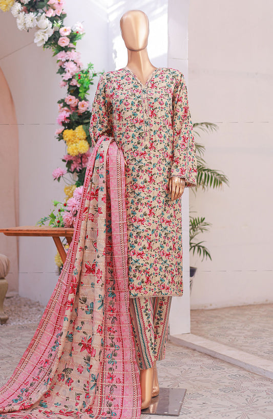 Bin Saeed Printed Lawn Stitched 3 Piece Suit - D-06 - BS25PLV6 - Beige - Summer Collection