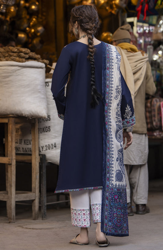 Bazaar by Casual Lite Embroidered Lawn Stitched 3 Piece Suit - D-06 - CL25BSV2 - Blue - Summer Collection