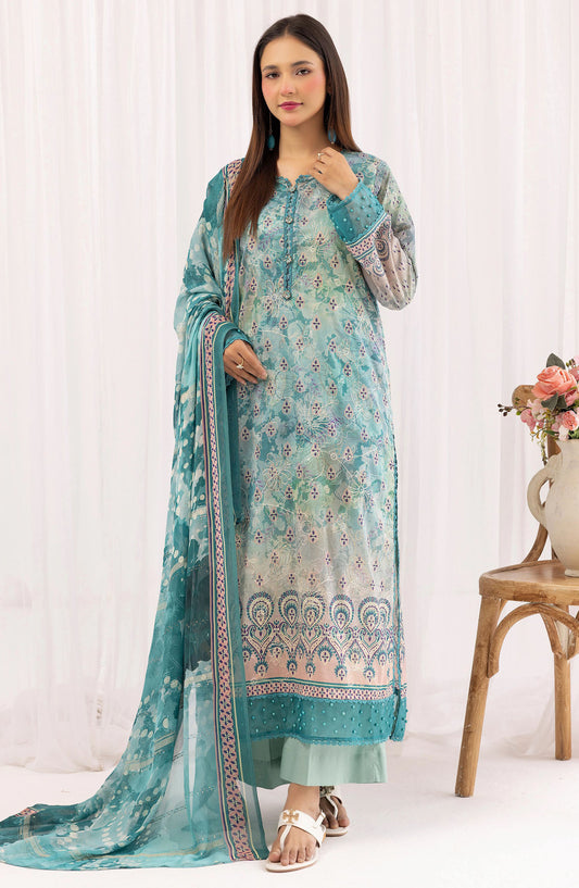 Minha Mahees by Riaz Arts Chikankari Lawn Unstitched 3 Piece Suit - D-06 - RA25MMC - Blue - Summer Collection