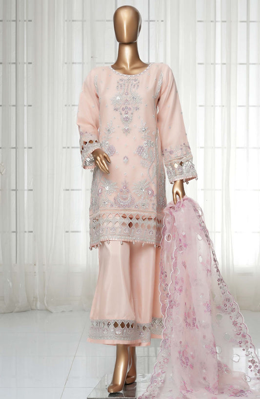 Sadabahar Embroidered Organza Stitched 3 Piece Suit - D-06 - SBD25MP14 - Peach - Festive Collection