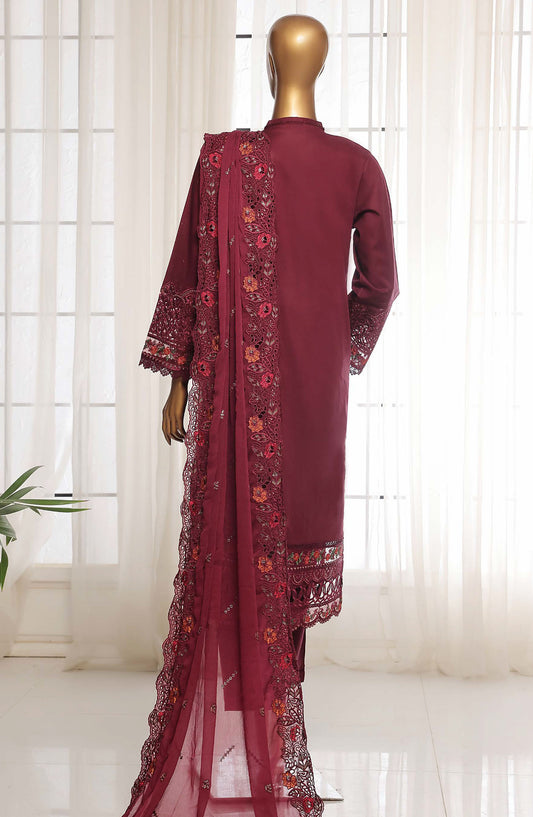 Sadabahar Embroidered Lawn Stitched 3 Piece Suit - D-06 - SDB25LES - Maroon - Spring Collection