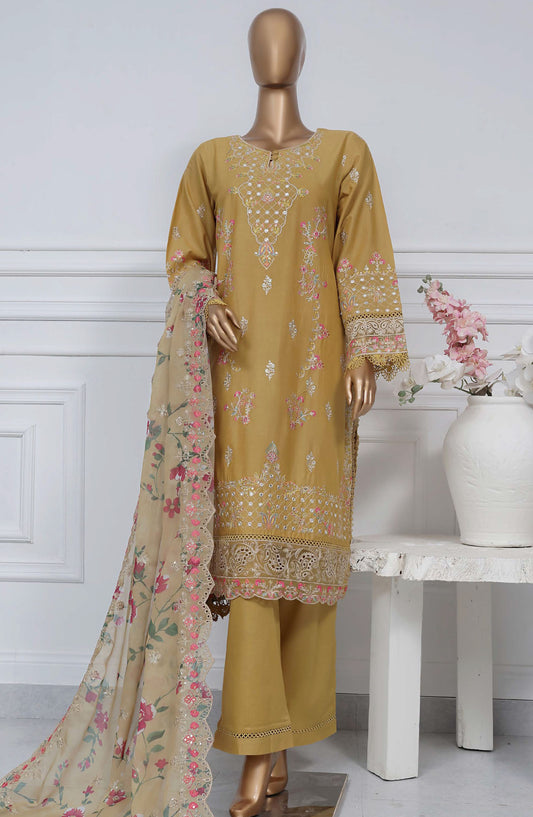 Sadabahar Embroidered Cotton Stitched 3 Piece Suit - D-06 - SB25LES - Mustard - Spring Collection