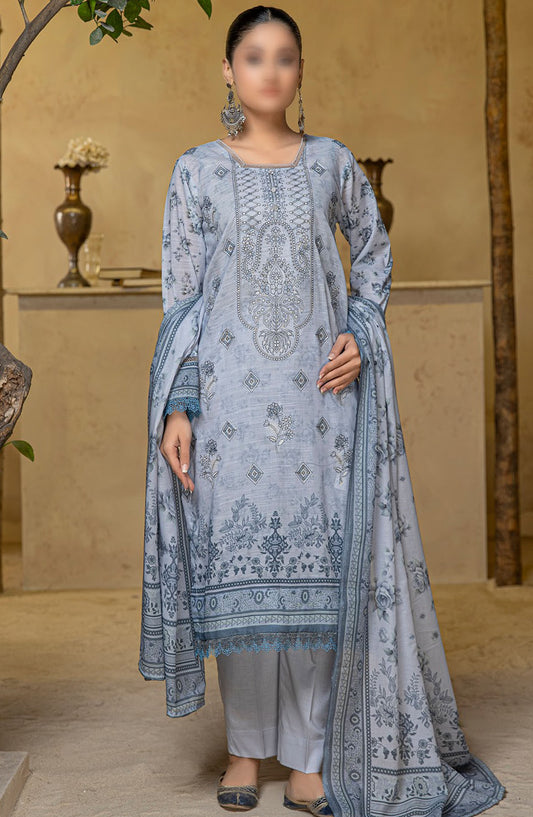 Tabeer by Al Karim Embroidered Lawn Unstitched 3 Piece Suit - D-07 - ALK25TFL - Blue - Summer Collection