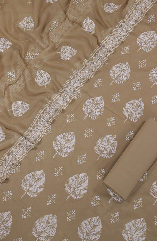 Maria by Amna Khadija Embroidered Lawn Unstitched 3 Piece Suit - D-07 - AM25MREL - Brown - Summer Collection