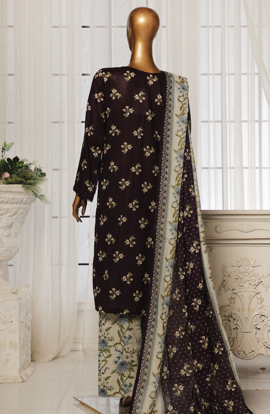 Bin Saeed Printed Lawn Stitched 3 Piece Suit - D-07 - BS25EPLV4 - Black - Summer Collection
