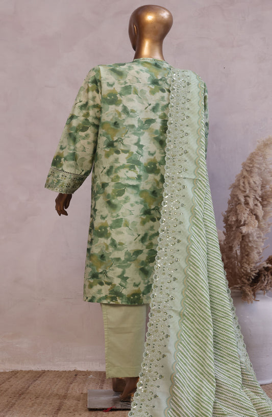 Bin Saeed Embroidered Lawn Stitched 3 Piece Suit - D-07 - BS25LELC - Green - Summer Collection