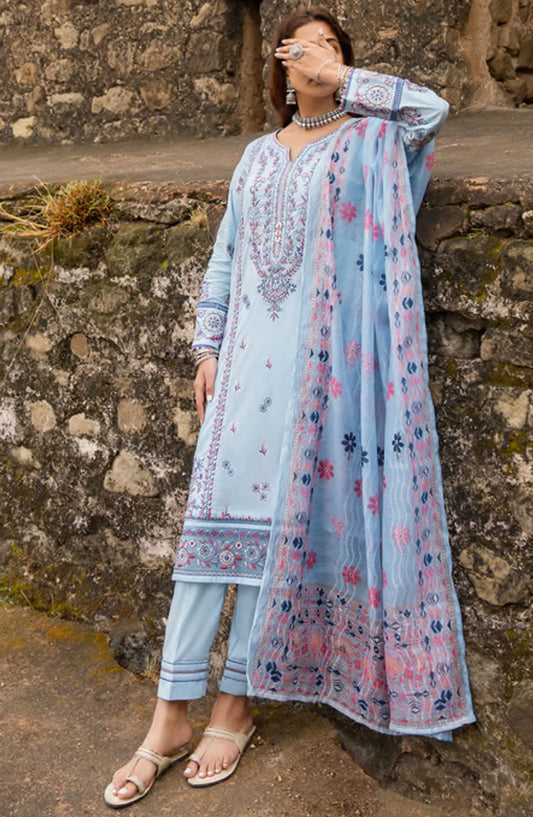 Casual Lite Embroidered Lawn Stitched 3 Piece Suit - D-07 - CL25ITS - Blue - Summer Collection
