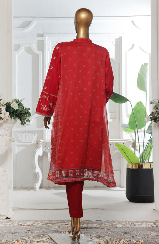 Bin Saeed Embroidered Cotton Stitched 3 Piece Suit - D-08 - BS25EKJ - Red - Summer Collection