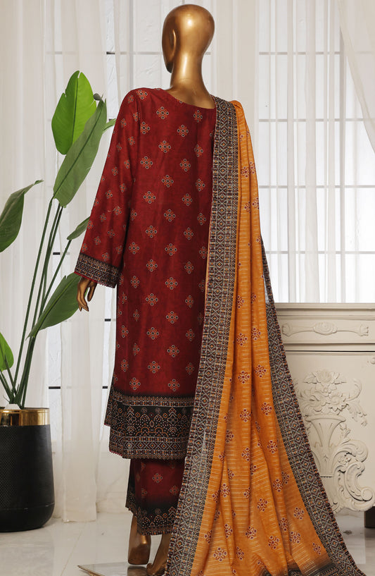 Bin Saeed Printed Lawn Stitched 3 Piece Suit - D-08 - BS25EPLV4 - Red - Summer Collection