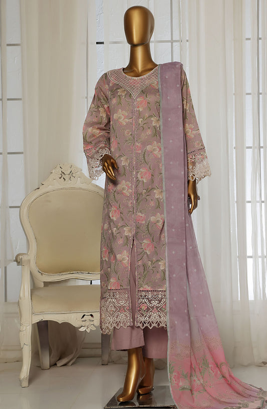 Sadabahar Embroidered Lawn Stitched 3 Piece Suit - D-08 - SBD25FCV2 - Purple - Summer Collection