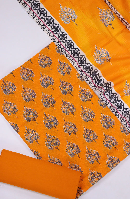 Maya by Amna Khadija Printed Lawn Unstitched 3 Piece Suit - D-09 - AM25MPPSL - Mustard - Summer Collection