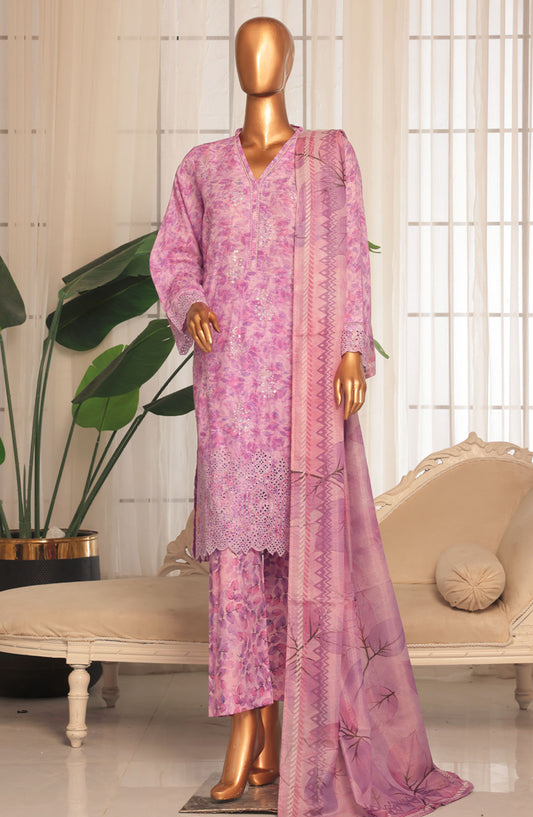 Bin Saeed Embroidered Stitched 3 Piece Suit - D-09 - BS25EKK - Purple - Summer Collection
