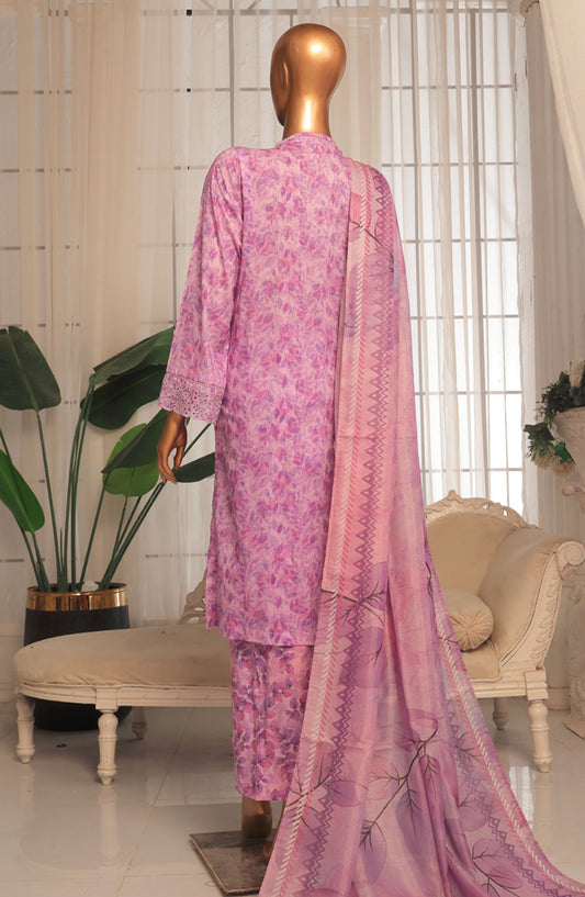 Bin Saeed Embroidered Stitched 3 Piece Suit - D-09 - BS25EKK - Purple - Summer Collection
