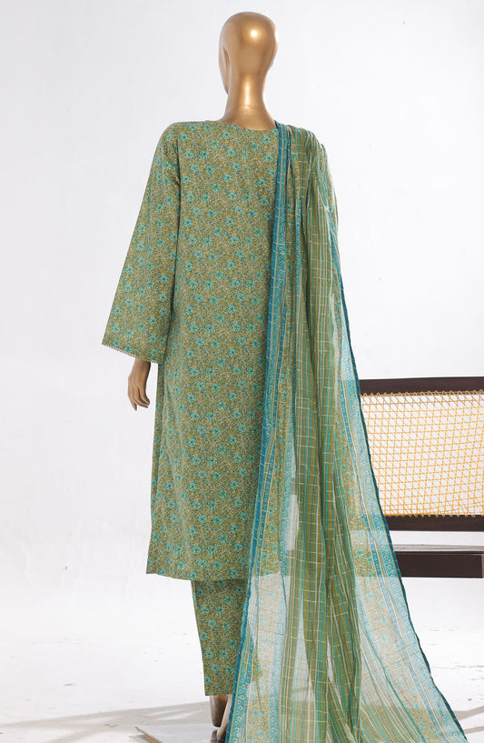 Bin Saeed Printed Lawn Stitched 3 Piece Suit - D-09 - BS25EPLV3 - Green - Summer Collection