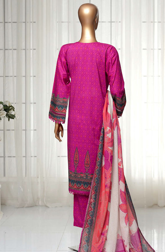 Sadabahar Printed Lawn Stitched 3 Piece Suit - D-09 - SDB25PLV3 - Magenta - Summer Collection