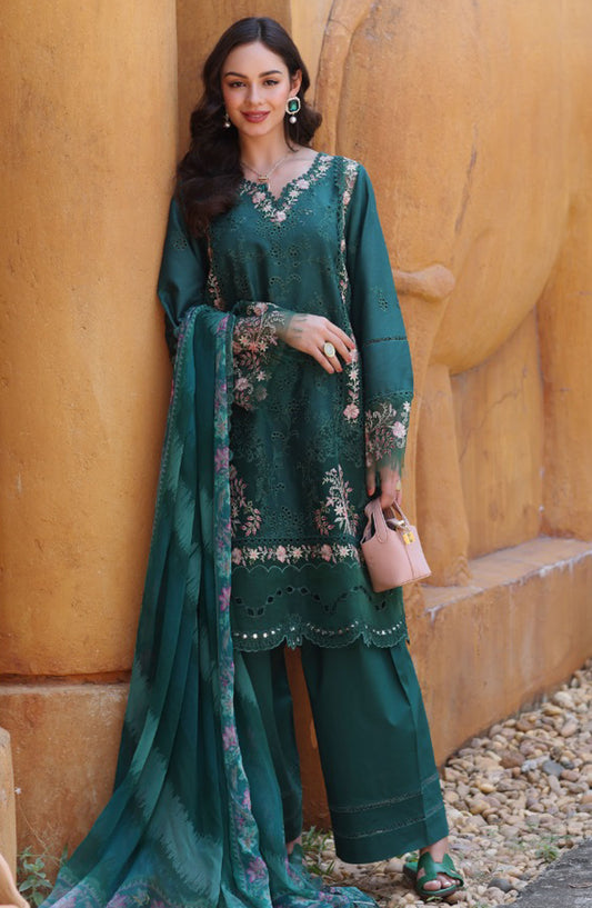 Noor by Saadia Asad Embroidered Lawn Unstitched 3 Piece - D-10-A - SA25ELL - Green - Summer Collection