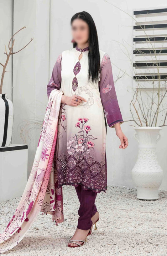 Imza - Embroidered Digital Printed Staple Collection - D-1098
