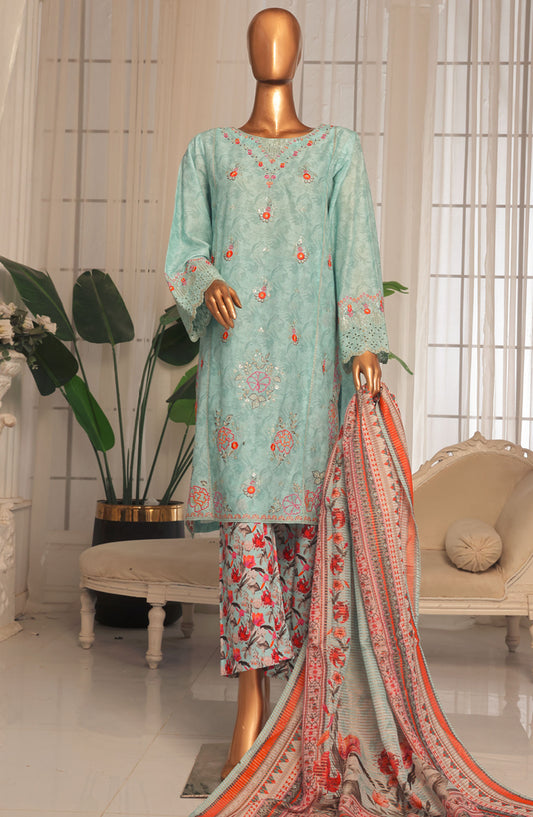 Bin Saeed Embroidered Stitched 3 Piece Suit - D-10 - BS25EKK - Blue - Summer Collection