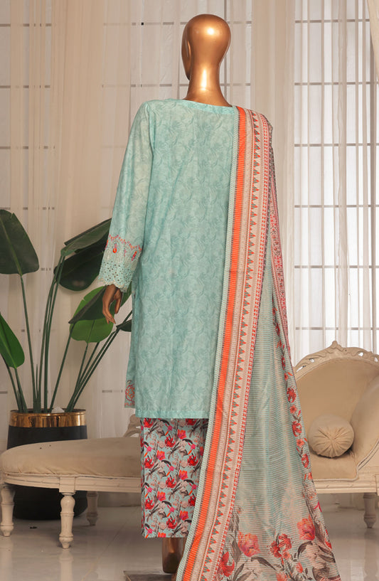 Bin Saeed Embroidered Stitched 3 Piece Suit - D-10 - BS25EKK - Blue - Summer Collection