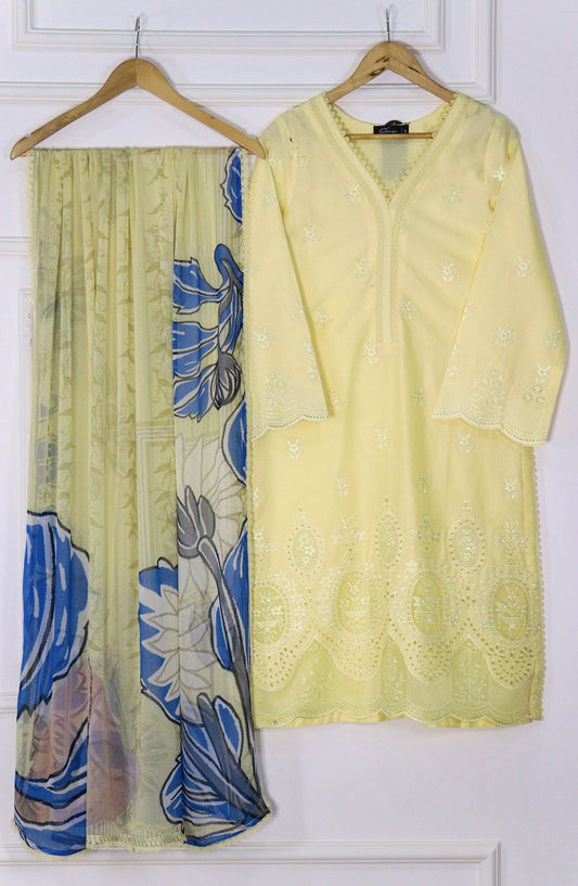 Emerge Embroidered Lawn Stitched 3 Piece Suit - D-10 - EM25CL3 - Yellow - Summer Collection